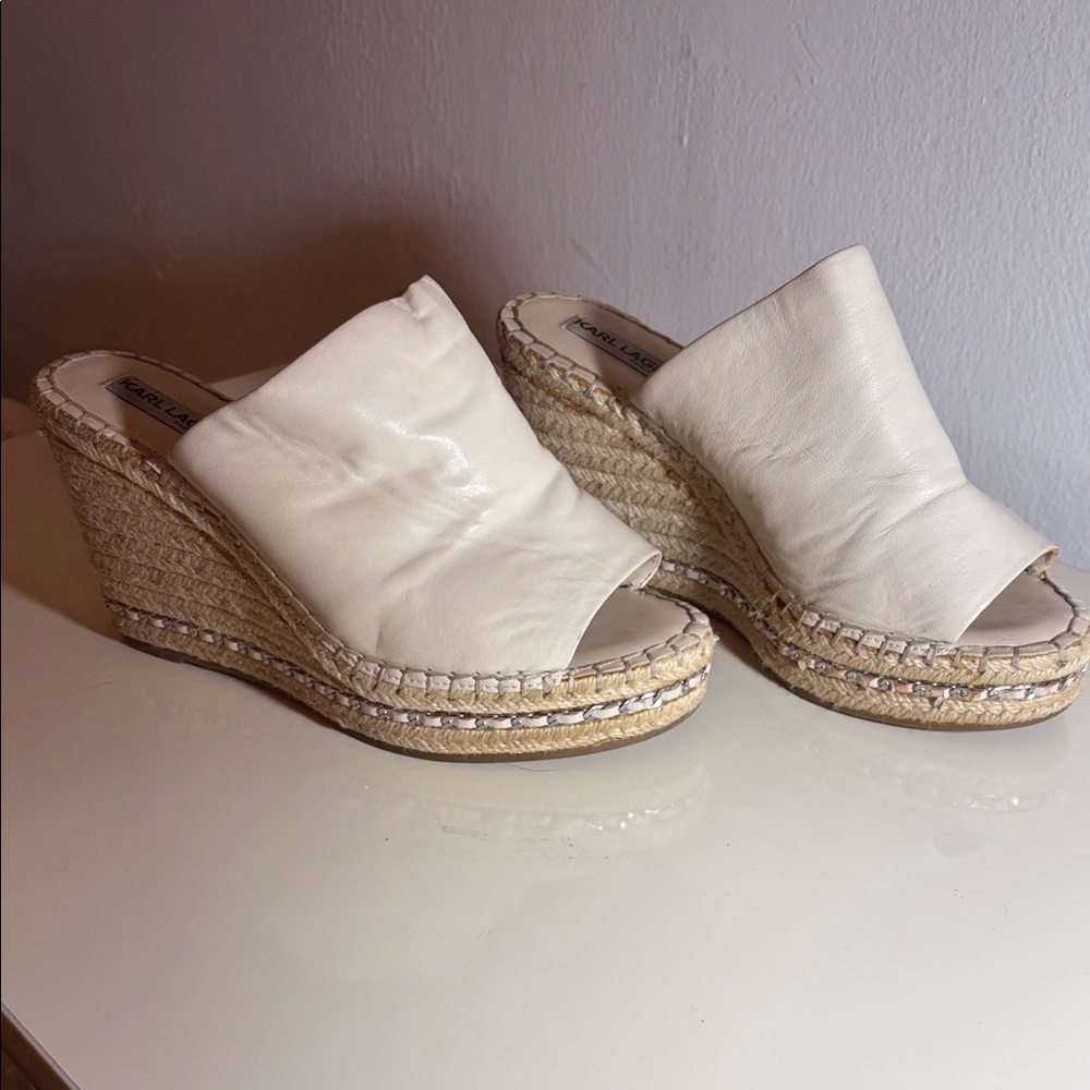 Marc Fisher Cream Wedge Sandals